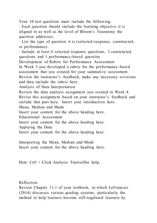Week 6 summative assessment your nameedu 645 | DOCX