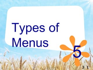 Week 6 The Menu And Menu Planning 2 2552 | PPT