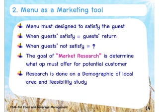 Week 6 The Menu And Menu Planning 3 2552 | PDF