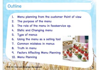 Week 6 The Menu And Menu Planning 3 2552 | PDF