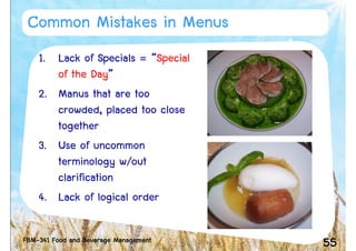 Week 6 The Menu And Menu Planning 3 2552 | PDF