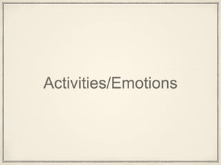 Activities/Emotions
 