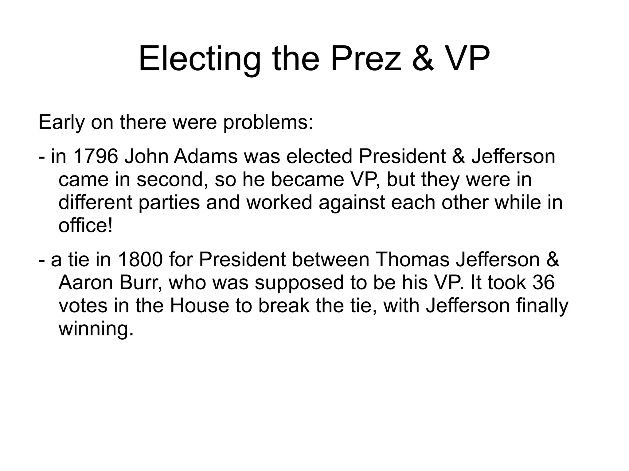 Art. II Sect. 1: Authority & Office of President The executive power of the US govt is headed up by the President with the Vice President under him; He is Chief Executive of the USA 