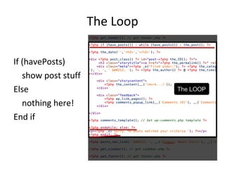 The Loop If (havePosts) show post stuff Else nothing here! End if 