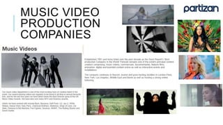 MUSIC VIDEO
PRODUCTION
COMPANIES
 