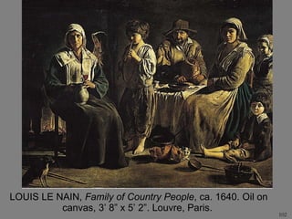 LOUIS LE NAIN,  Family of Country People , ca. 1640. Oil on canvas, 3’ 8” x 5’ 2”. Louvre, Paris.  