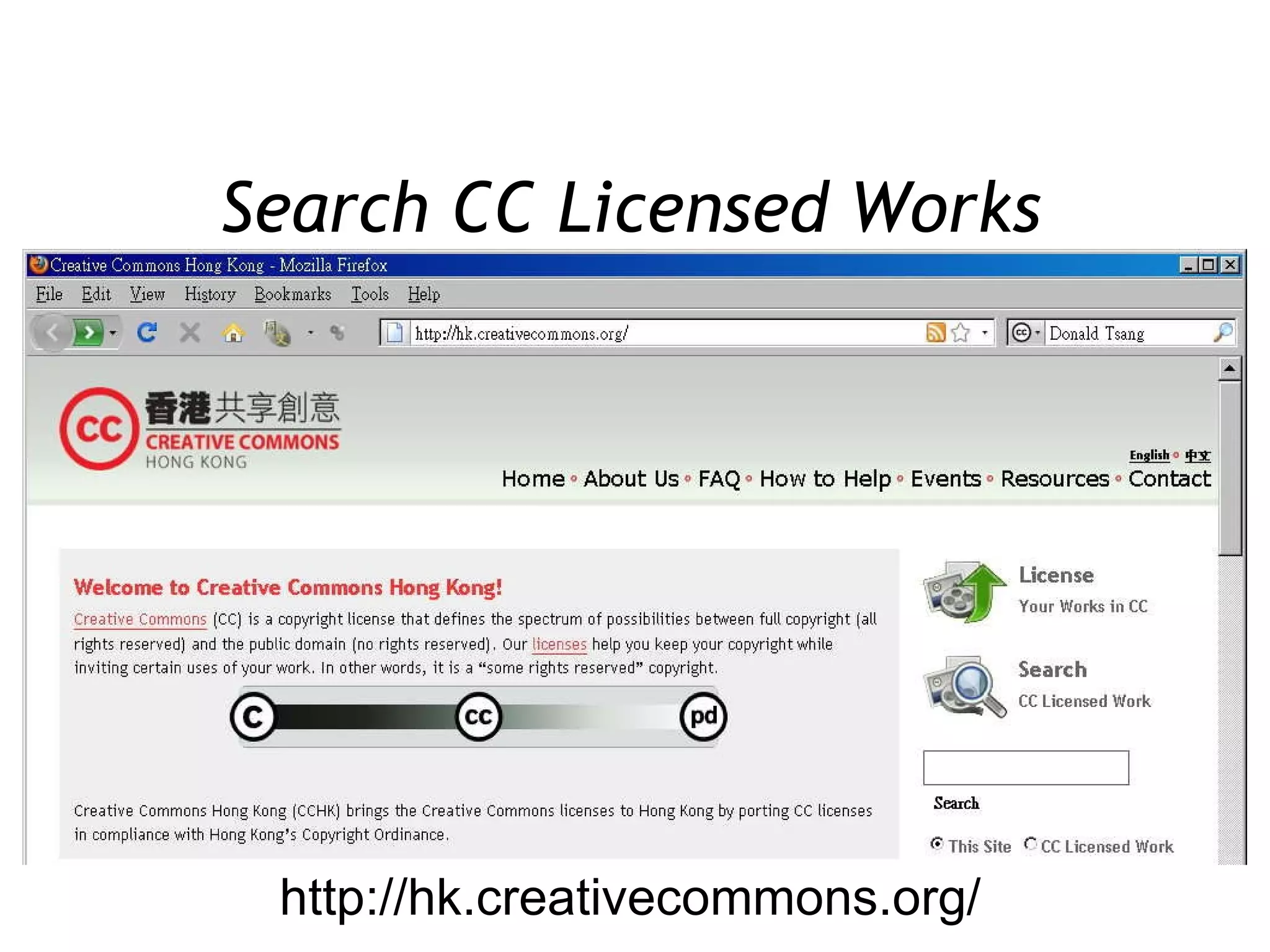 Search CC Licensed Works http://hk.creativecommons.org/ 