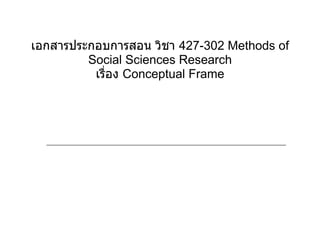 เอกสารประกอบการสอน วิชา  427-302 Methods of Social Sciences Research เรื่อง  Conceptual Frame 
