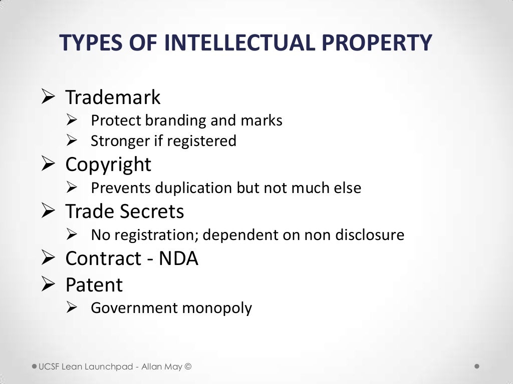 TYPES OF INTELLECTUAL PROPERTY