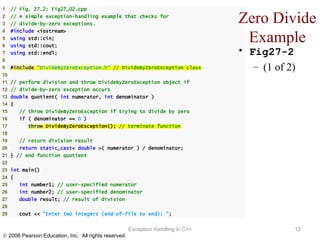 Exception Handling in C++ Zero Divide Example Fig27-2 (1 of 2) 