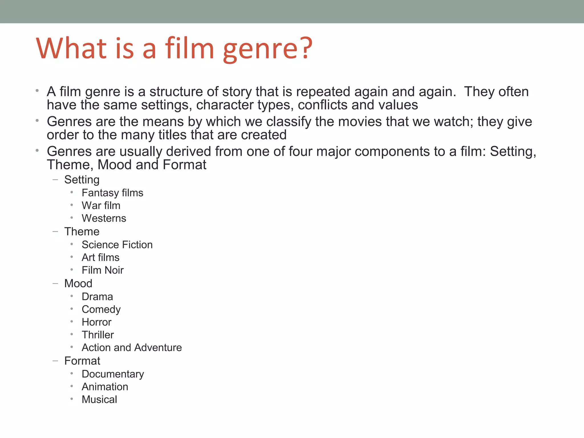 Intro to Film: Genres | PPT