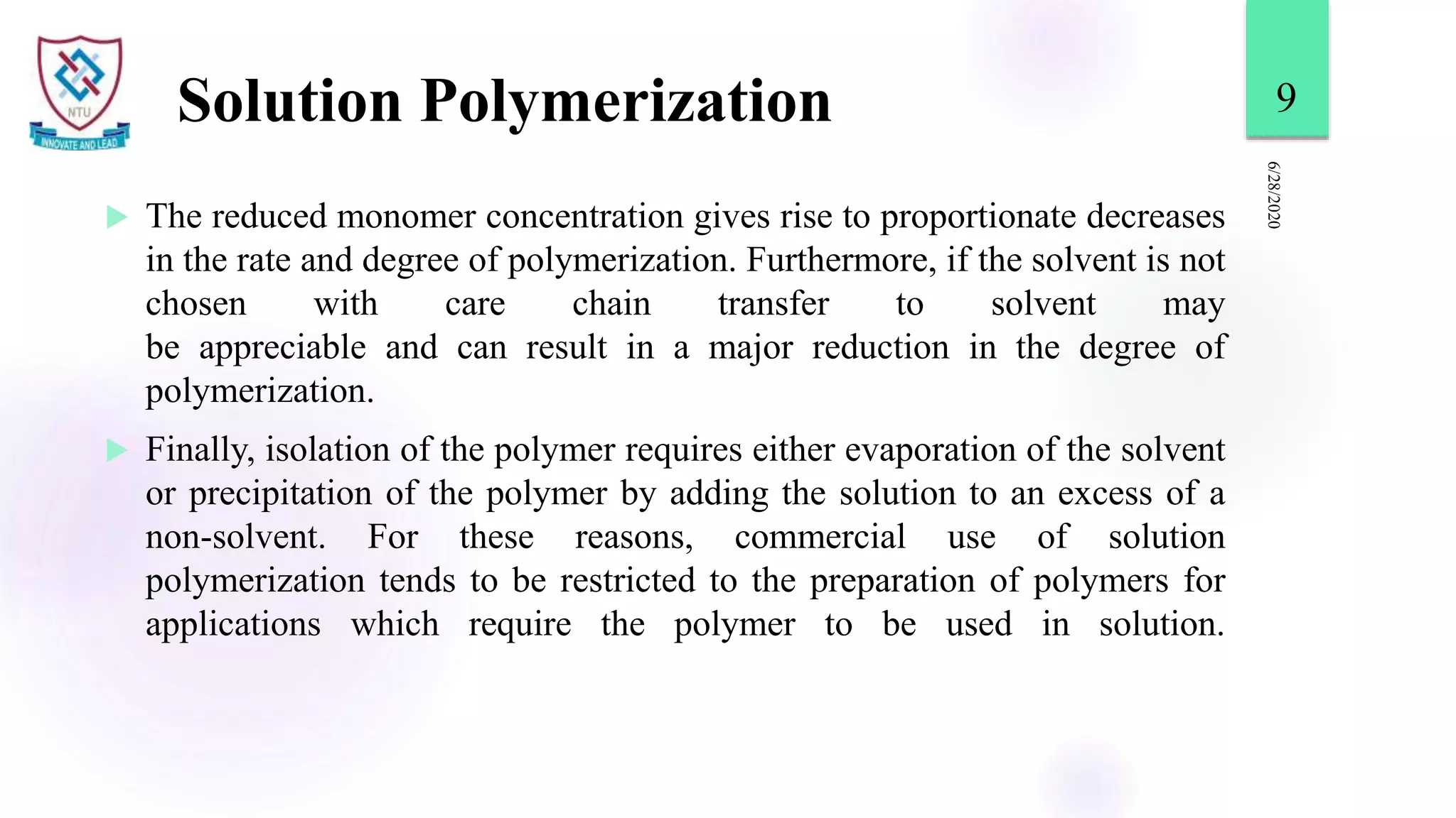 Techniques of Polymerization | PPTX