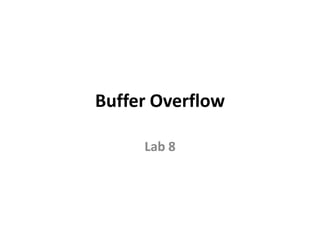 Buffer Overflow
Lab 8