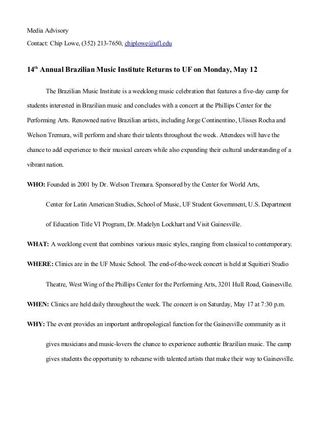 bmi sample media advisory media advisory