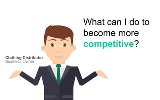 What can I do to
become more
competitive?
Business Owner
Clothing Distributor
 