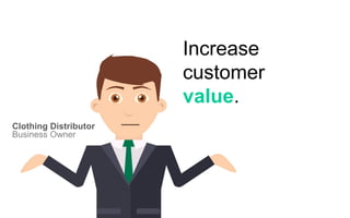 Increase
customer
value.
Business Owner
Clothing Distributor
 