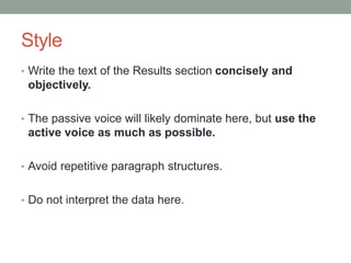 Result Writing Style Week8 writing the results | PPTX