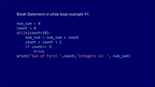 This is all about control flow in python intruducing the Break and ...