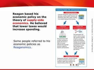 TEKS 8C: Calculate percent composition and empirical and molecular formulas.
Reagan based his
economic policy on the
theory of supply-side
economics. He believed
that lower taxes would
increase spending.
Some people referred to his
economic policies as
Reaganomics.
 