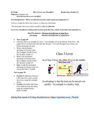 Week 8 inclined planes and levers | DOCX