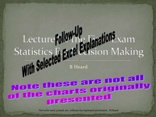 B Heard Lecture for the Final ExamStatistics For Decision Making Follow-Up With Selected Excel Explanations Note these are not all  of the charts originally presented Not to be used, posted, etc. without my expressed permission.  B Heard 
