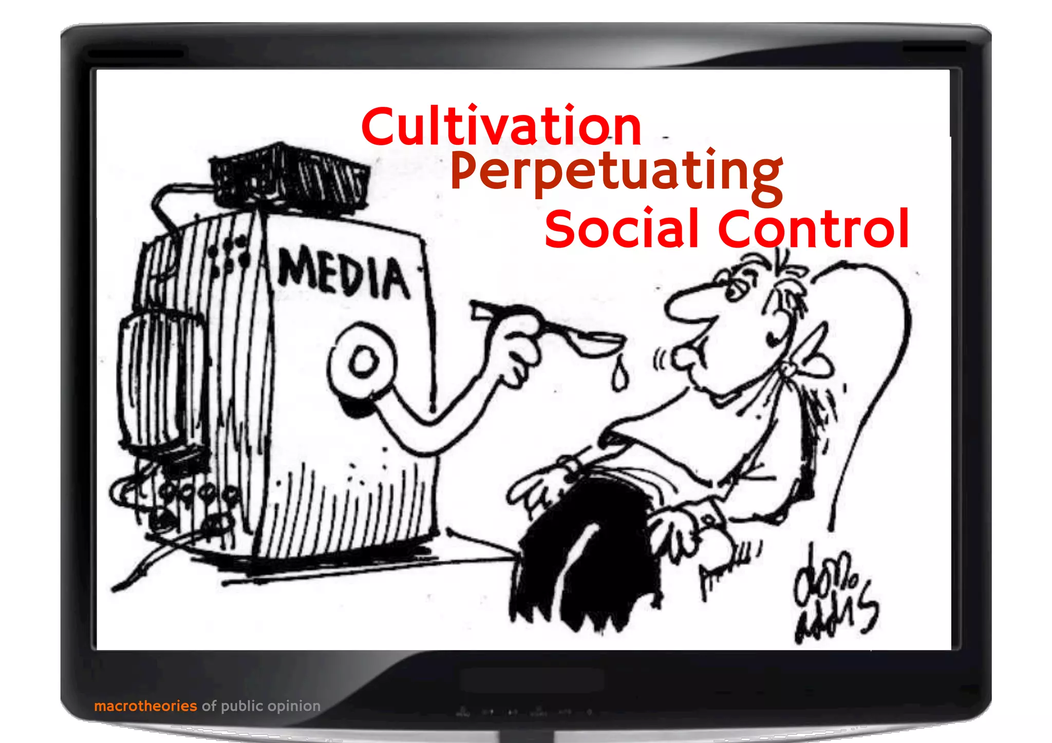 macrotheories of public opinion
Social Control
Perpetuating
Cultivation
 