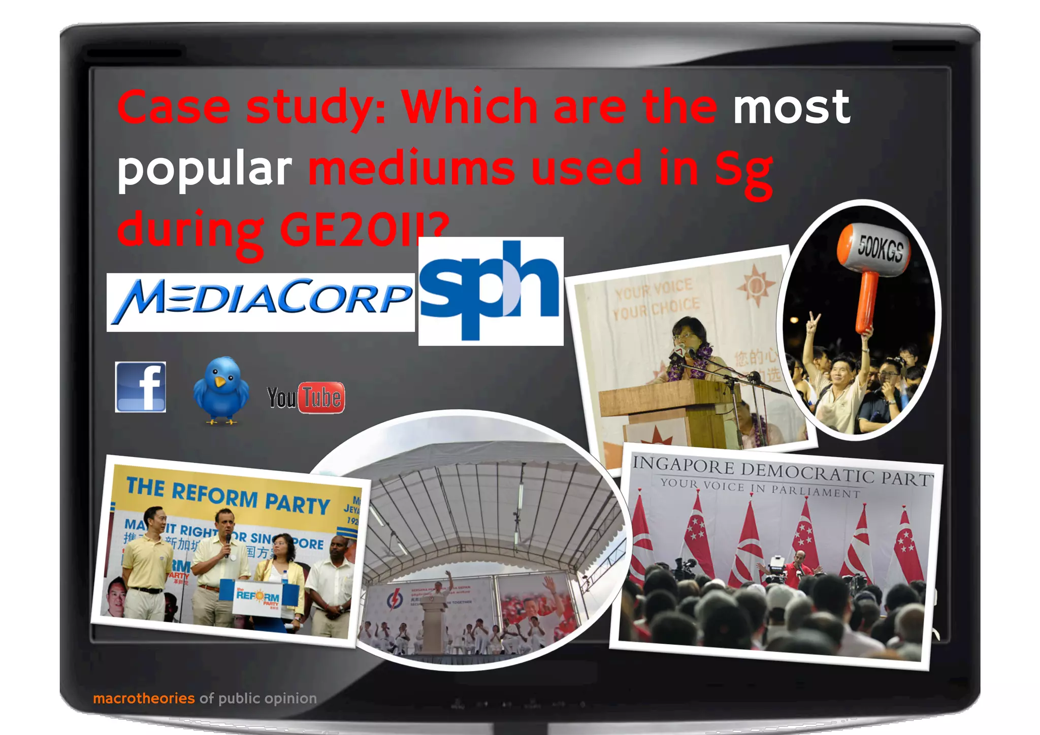 macrotheories of public opinion
Case study: Which are the most
popular mediums used in Sg
during GE2011?
 