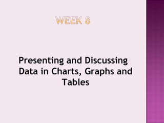 Presenting and Discussing
Data in Charts, Graphs and
Tables
 