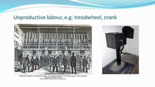 Unproductive labour, e.g. treadwheel, crank
 