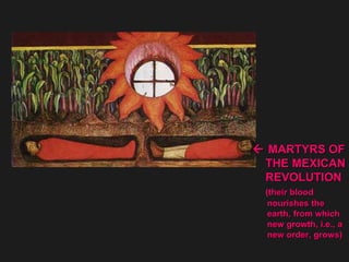    MARTYRS OF THE MEXICAN REVOLUTION (their blood  nourishes the earth, from which new growth, i.e., a  new order, grows) 