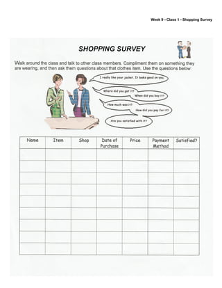 Week 9 - Class 1 - Shopping Survey