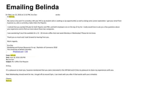 Emailing Belinda
 