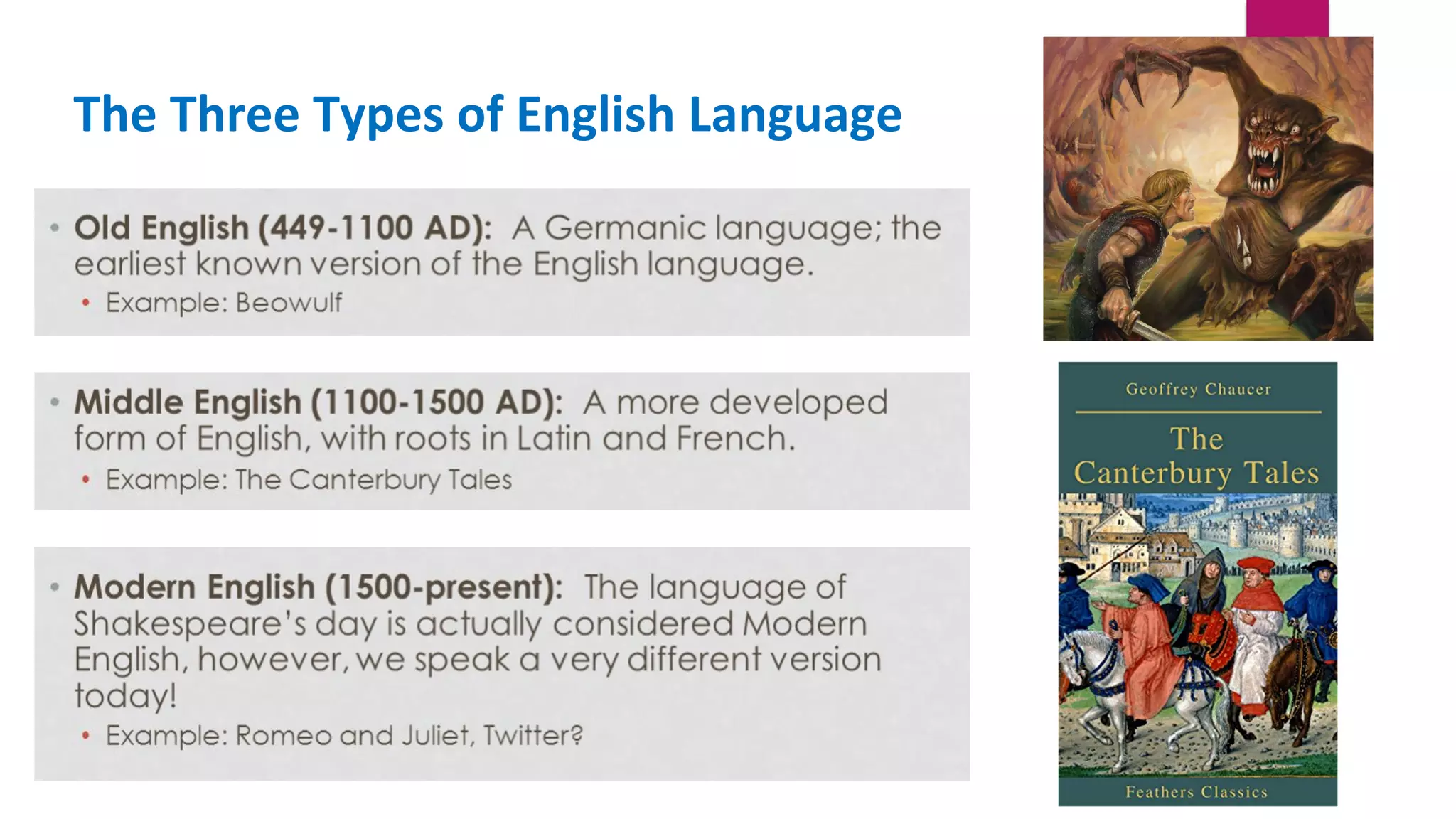 The Three Types of English Language
 