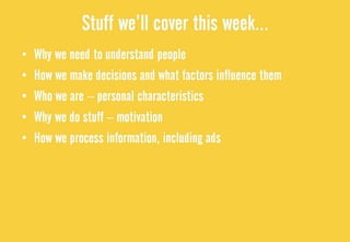 Week 9 lecture consumer behaviour