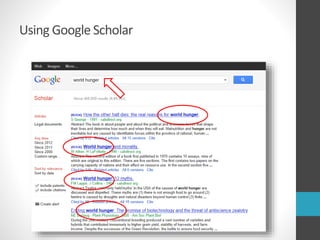 Using Google Scholar
 