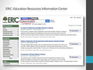 ERIC:EducationResourcesInformationCenter
 