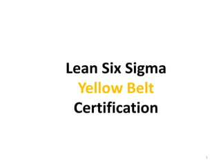 Lean Six Sigma
Yellow Belt
Certification
1
 