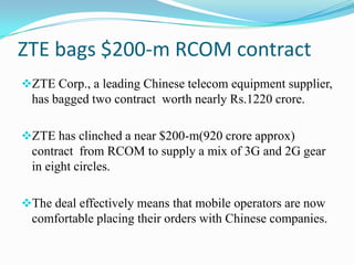 For Ericsson and NSN, this marks their second major 3G contract in India.3i to invest $150 million in Soma EnterprisesGlobal  private equity firm 3i group is likely to invest $150 million (Rs.684 crore)in the road business of Hyderabad-based construction and engineering company Soma Enterprises. 