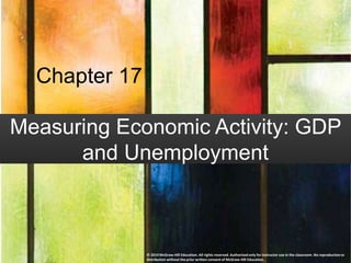 Chapter 17
Measuring Economic Activity: GDP
and Unemployment
© 2019 McGraw-Hill Education. All rights reserved. Authorized only for instructor use in the classroom. No reproduction or
distribution without the prior written consent of McGraw-Hill Education.
 