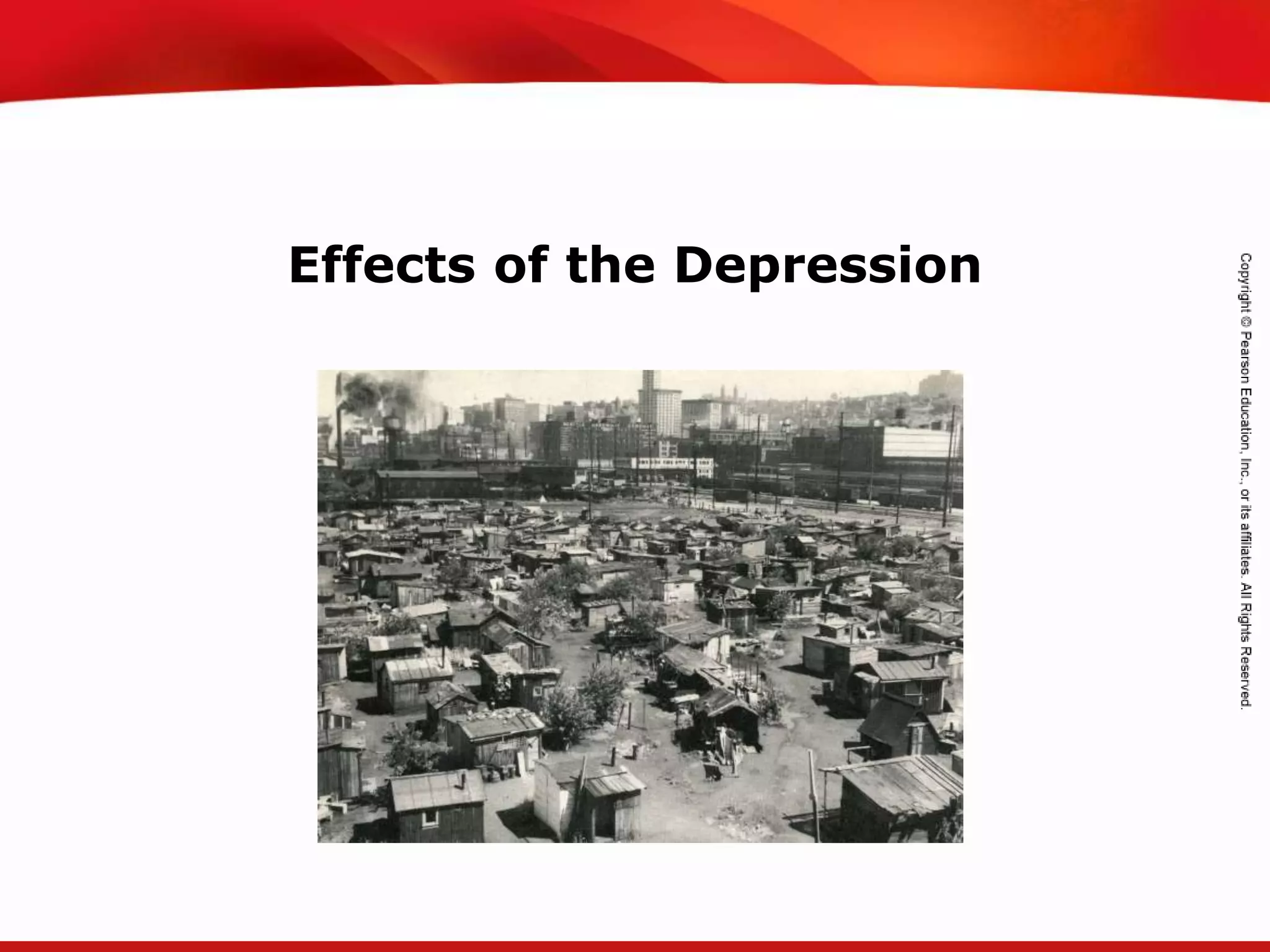 TEKS 8C: Calculate percent composition and empirical and molecular formulas.
Effects of the Depression
 