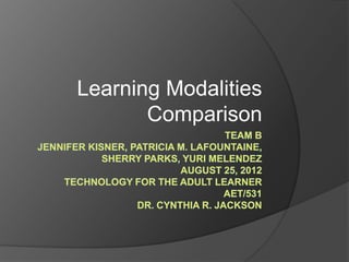 Learning Modalities
       Comparison
 