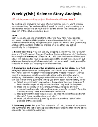 Weekly Science Story Analysis Assignment | PDF