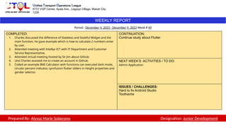 Weekly Accomplishment Report - Week 49.pptx