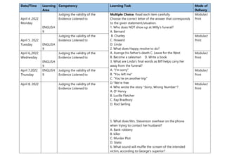 Weekly Home learning Plan( 2nd QuarterEnglish).docx