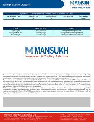 Weekly Market Outlook 25.03.13