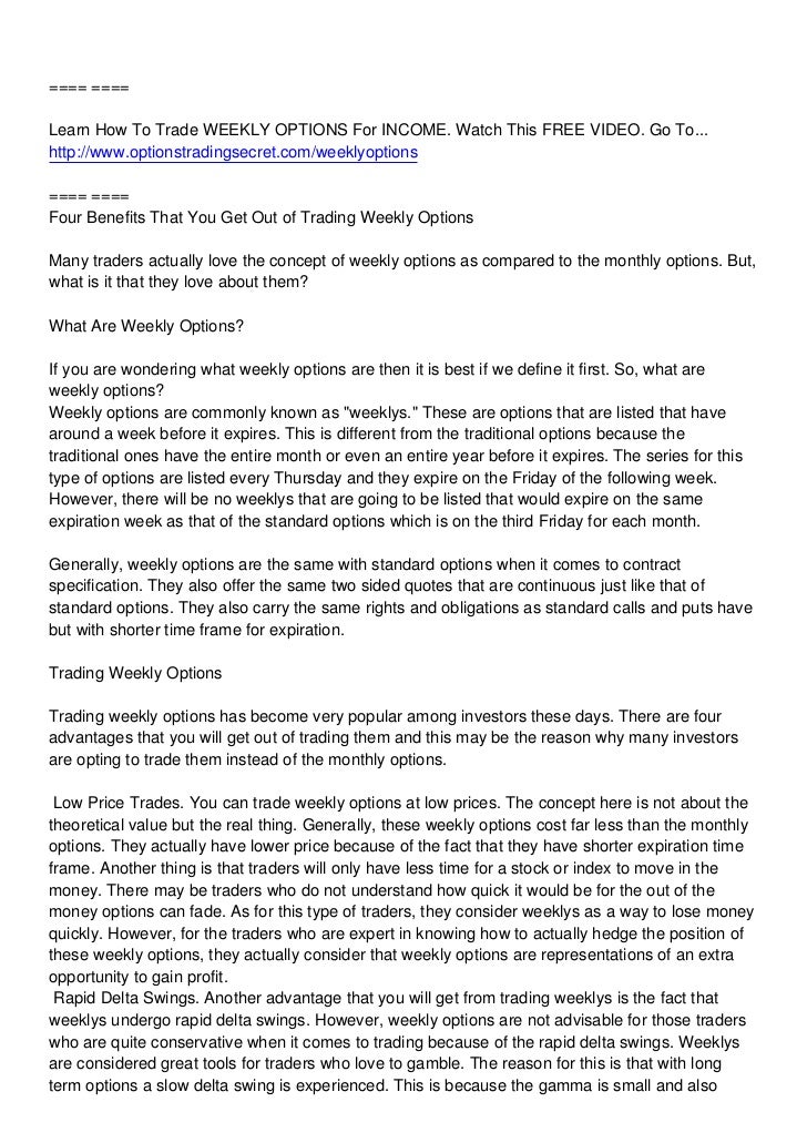 Trade weekly options newsletter