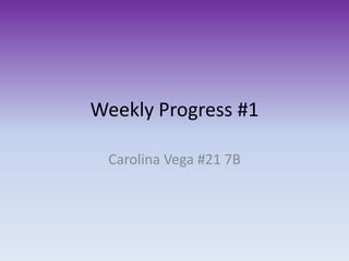 Weekly Progress #1

 Carolina Vega #21 7B
 