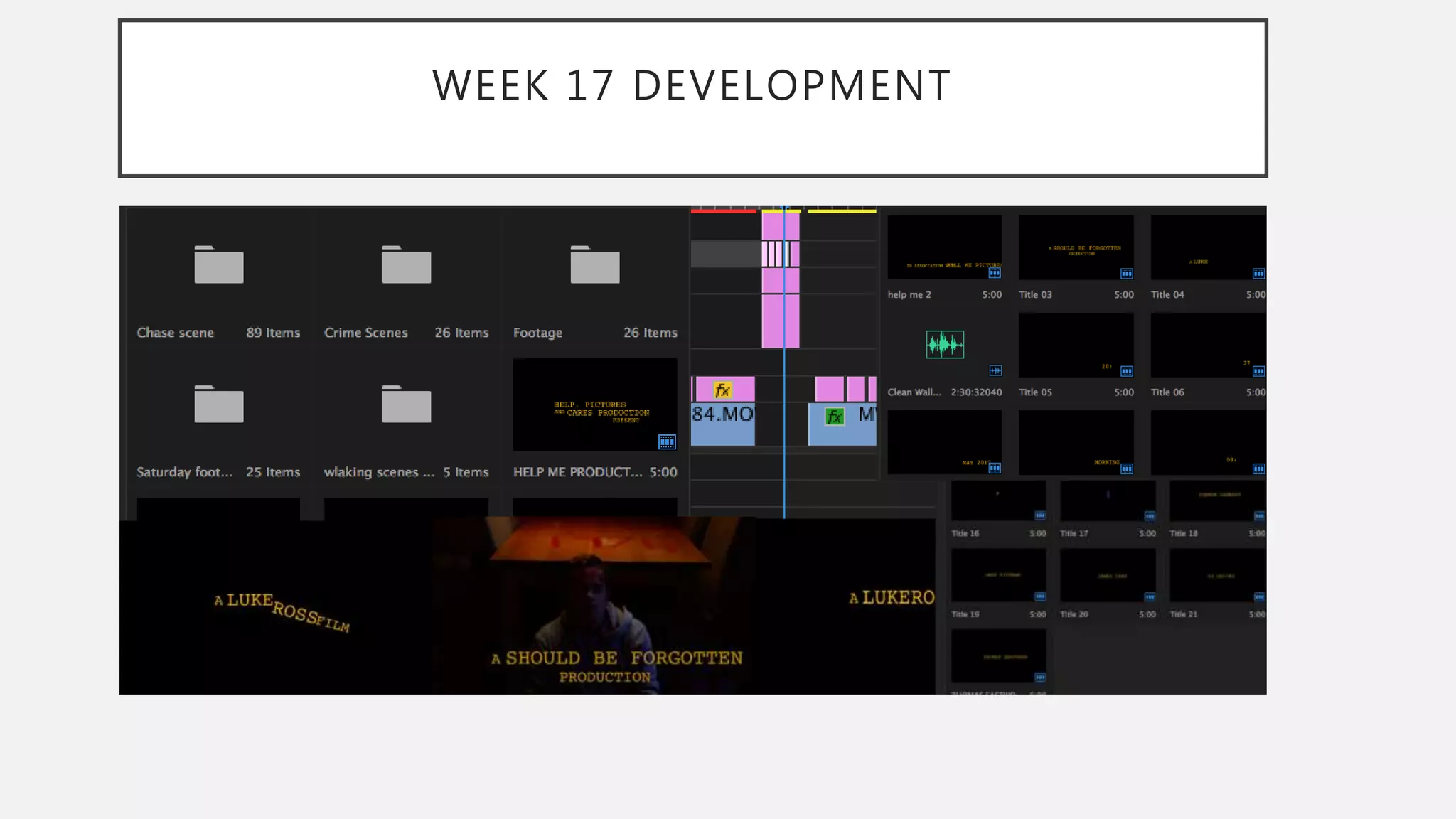 WEEK 17 DEVELOPMENT
 
