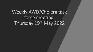 Weekly AWD/Cholera task
force meeting.
Thursday 19th May 2022
 
