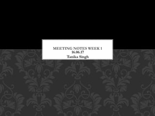 MEETING NOTES WEEK 1
 